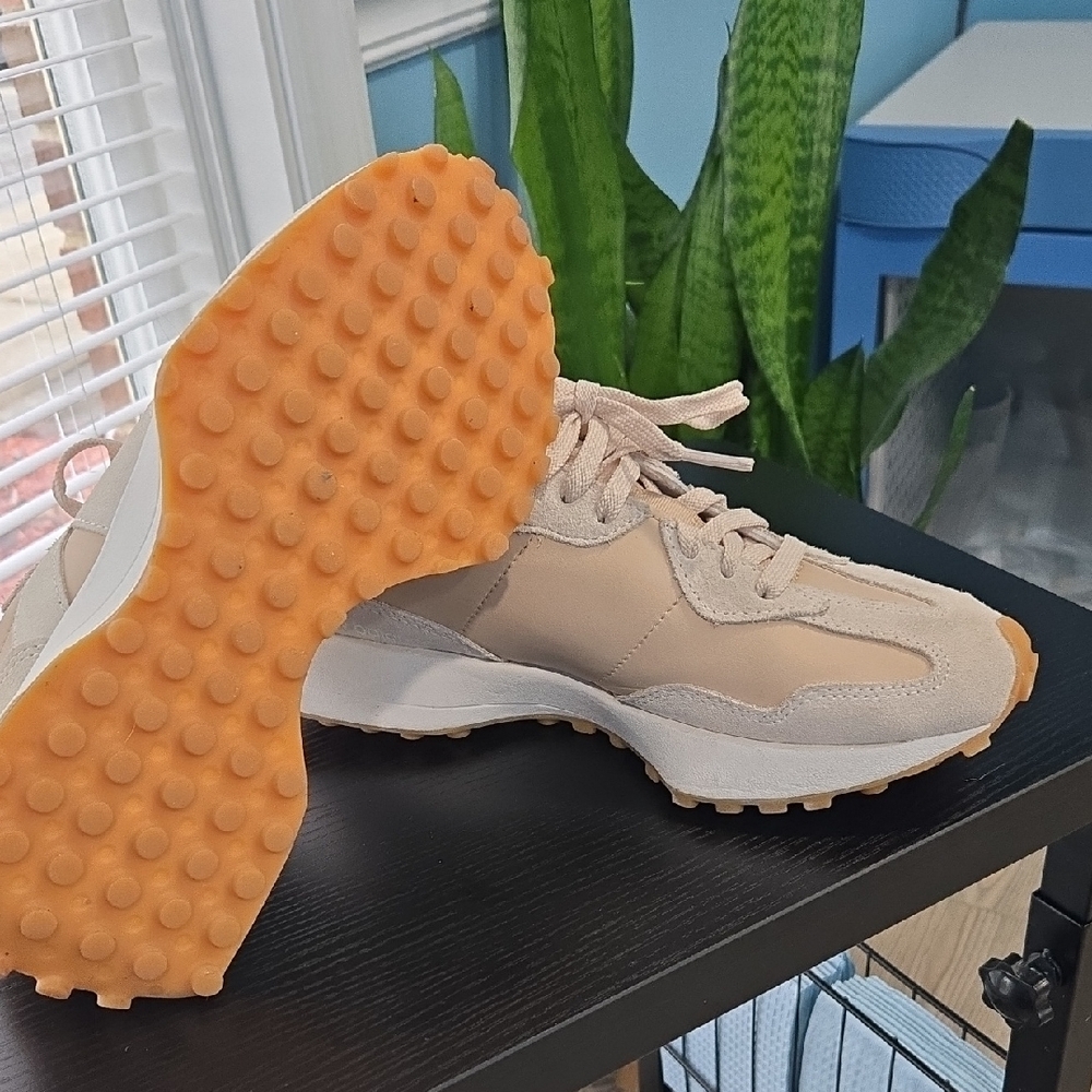 New Balance Beige and White Athletic Shoes - Picture 2 of 3